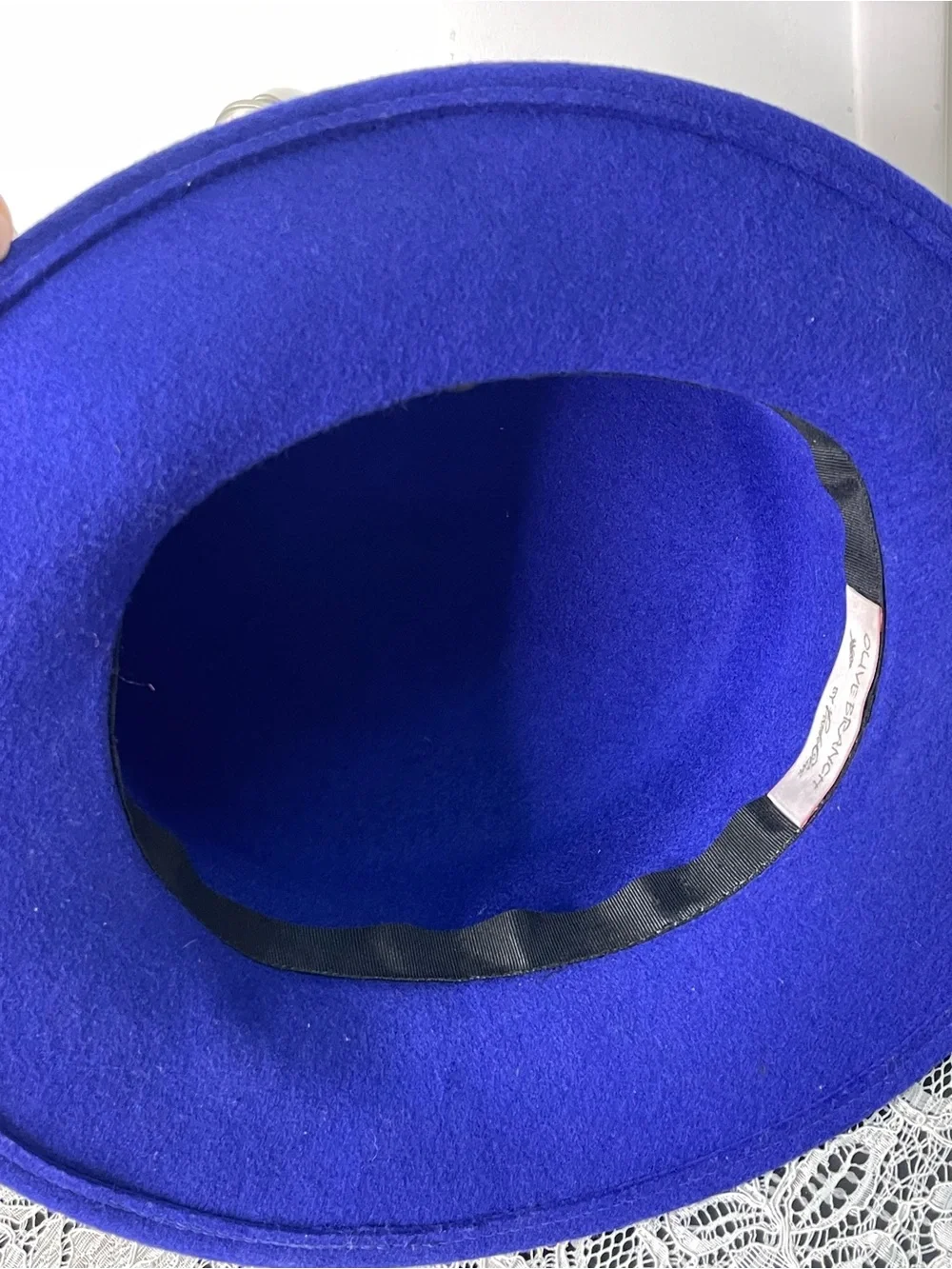 Olive Branch by Nicole Rose Royal Blue Wool Felt Bow Hat OS